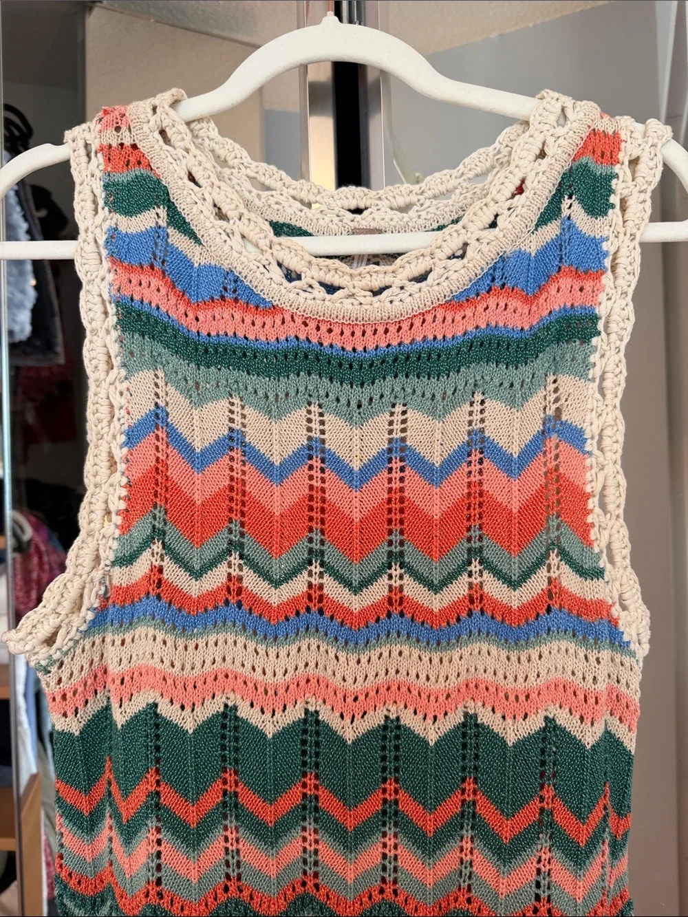 Free People Multicolor Chevron Crochet Mini Dress